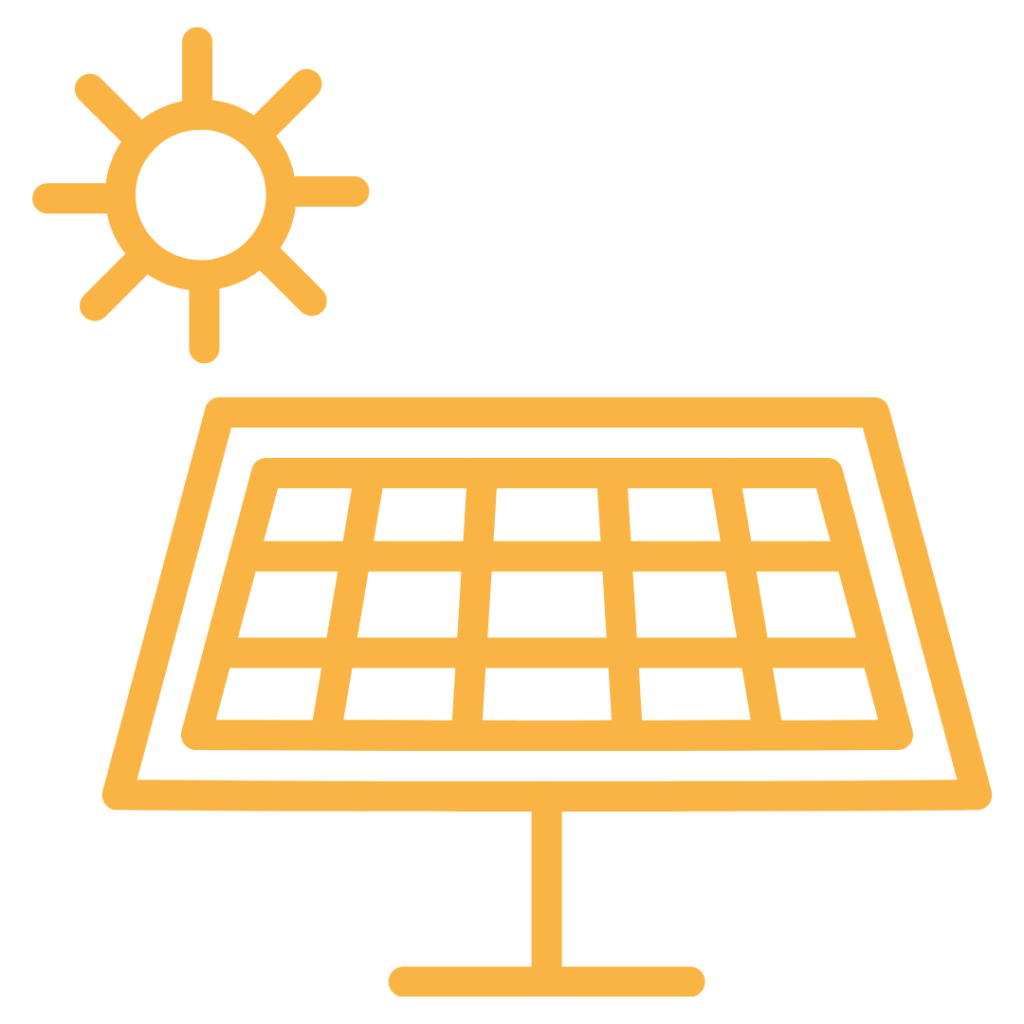 Icon of a solar panel with the sun above