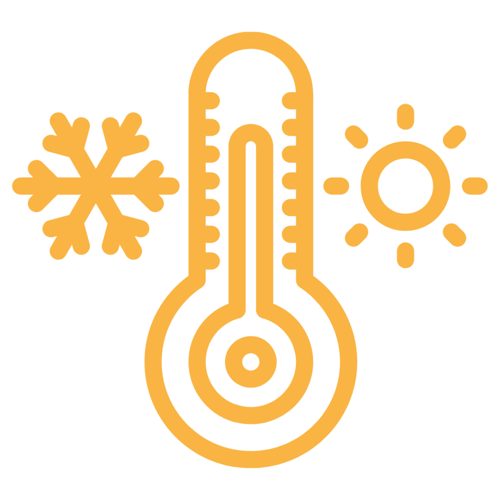 Icon of a thermometer, snowflake, and sun